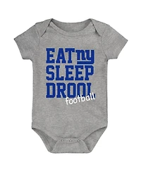 Baby Boys and Girls Royal, Red, Heather Gray New York Giants Three-Pack Eat, Sleep and Drool Retro Bodysuit Set