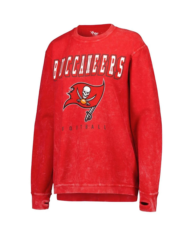 Women's G-iii 4Her by Carl Banks Red Distressed Tampa Bay Buccaneers Comfy Cord Pullover Sweatshirt