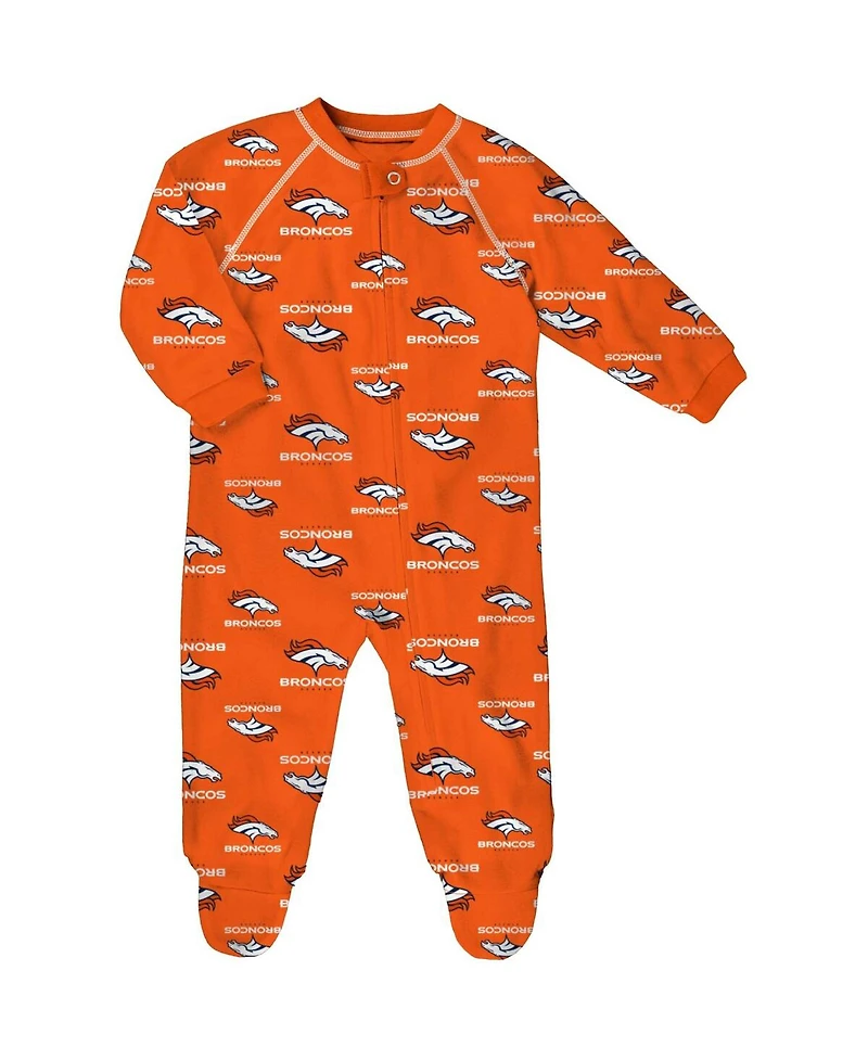 Newborn Orange Denver Broncos Allover Print Raglan Full-Zip Jumper