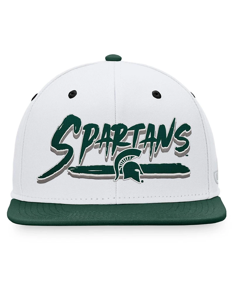 Men's Top of the World White, Green Michigan State Spartans Sea Snapback Hat