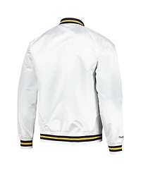 Men's Mitchell & Ness White Golden State Warriors Hardwood Classics Throwback Wordmark Raglan Full-Snap Jacket