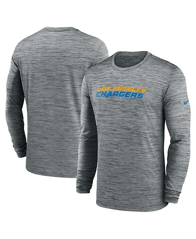 Men's Nike Heather Gray Los Angeles Chargers Sideline Team Velocity Performance Long Sleeve T-shirt