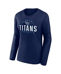 Women's Fanatics Navy Tennessee Titans Plus Foiled Play Long Sleeve T-shirt