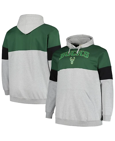 Men's Fanatics Hunter Green, Black Milwaukee Bucks Big and Tall Pullover Hoodie