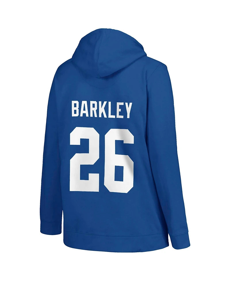Women's Profile Saquon Barkley Royal New York Giants Plus Player Name and Number Pullover Hoodie