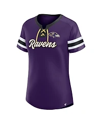 Women's Fanatics Purple Baltimore Ravens Plus Size Original State Lace-Up T-shirt