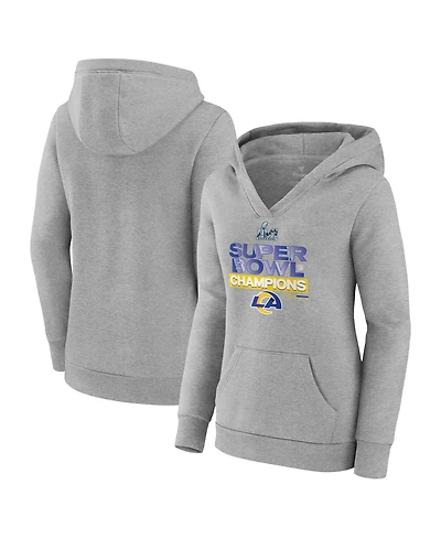 Women's Fanatics Heathered Gray Los Angeles Rams Super Bowl Lvi Champions Locker Room Trophy Collection Pullover Hoodie