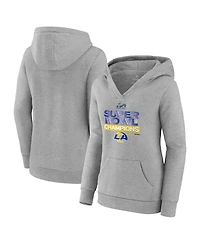 Women's Fanatics Heathered Gray Los Angeles Rams Super Bowl Lvi Champions Locker Room Trophy Collection Pullover Hoodie