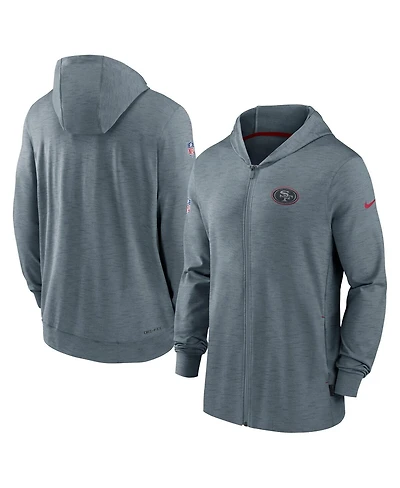 Men's Nike Heather Gray San Francisco 49ers Sideline Team Pop Full-Zip Hoodie Jacket