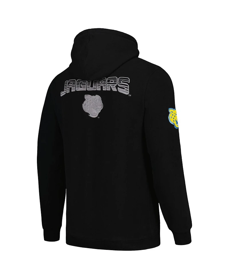 Men's Fisll Black Southern University Jaguars Puff Print Sliced Pullover Hoodie