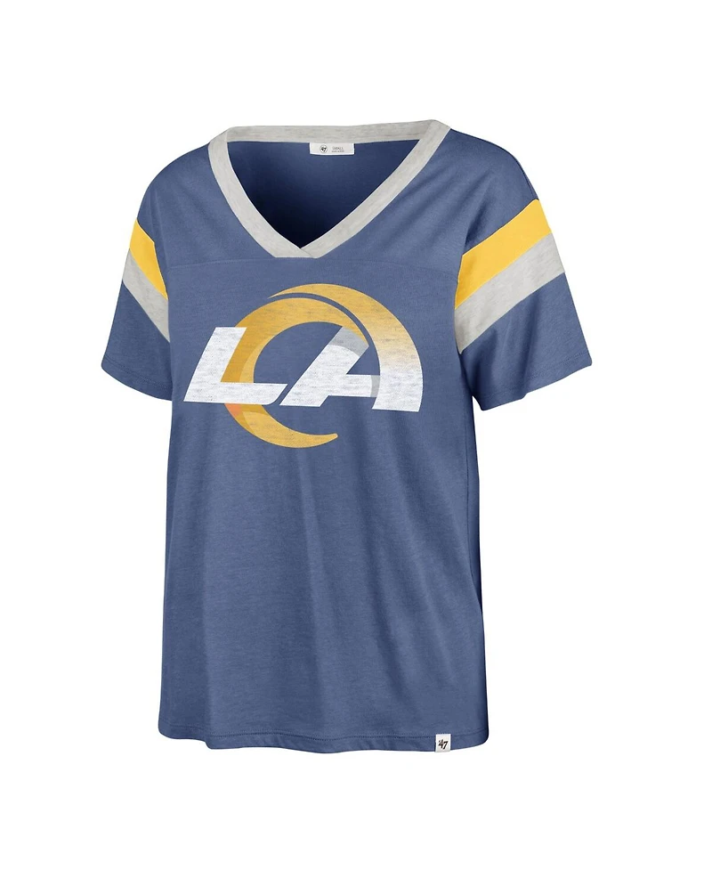 Women's '47 Brand Royal Distressed Los Angeles Rams Phoenix V-Neck T-shirt