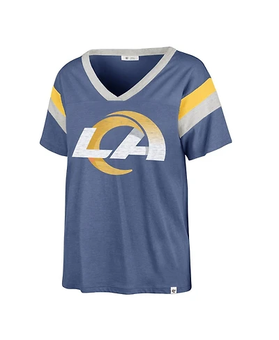 Women's '47 Brand Royal Distressed Los Angeles Rams Phoenix V-Neck T-shirt