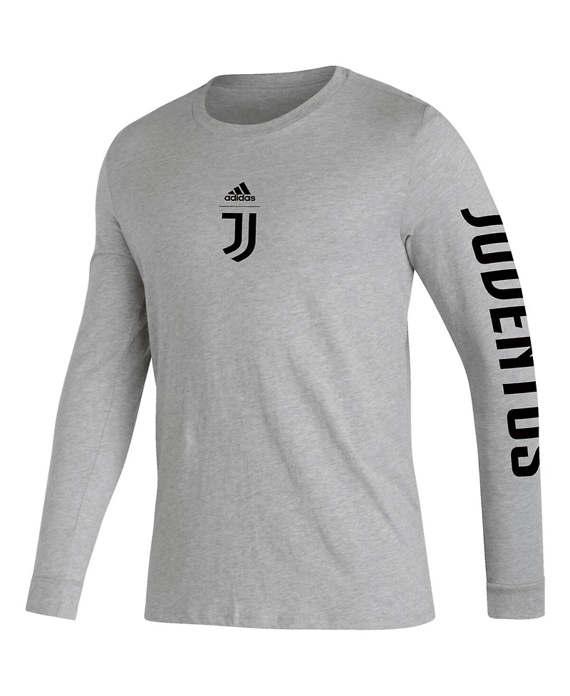 Men's adidas Heather Gray Juventus Team Crest Long Sleeve T-shirt
