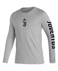 Men's adidas Heather Gray Juventus Team Crest Long Sleeve T-shirt