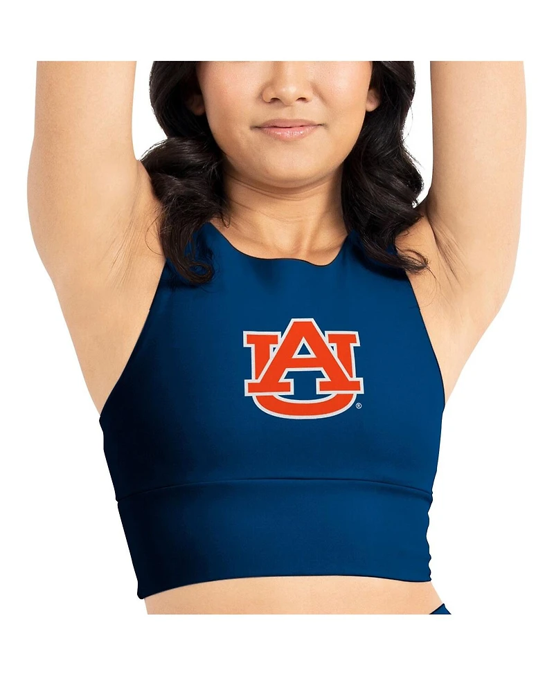 Women's Kadi Brand Navy Auburn Tigers Buttery Soft Midi Bra and Leggings Set