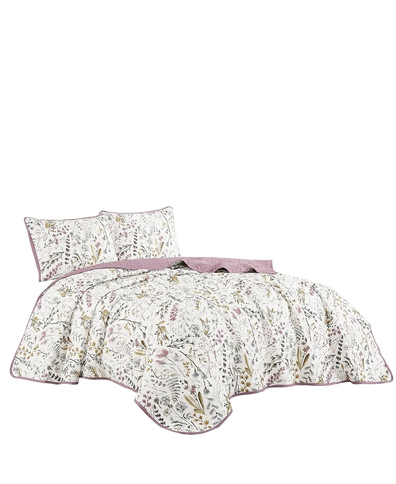 MarCielo 3 Piece Printed Quilt Set Lightweight Bedspread Set Lara - King