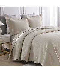 MarCielo 3 Pcs 100% Cotton Oversized Bedspread Set Lightweight Quilt Set Tg