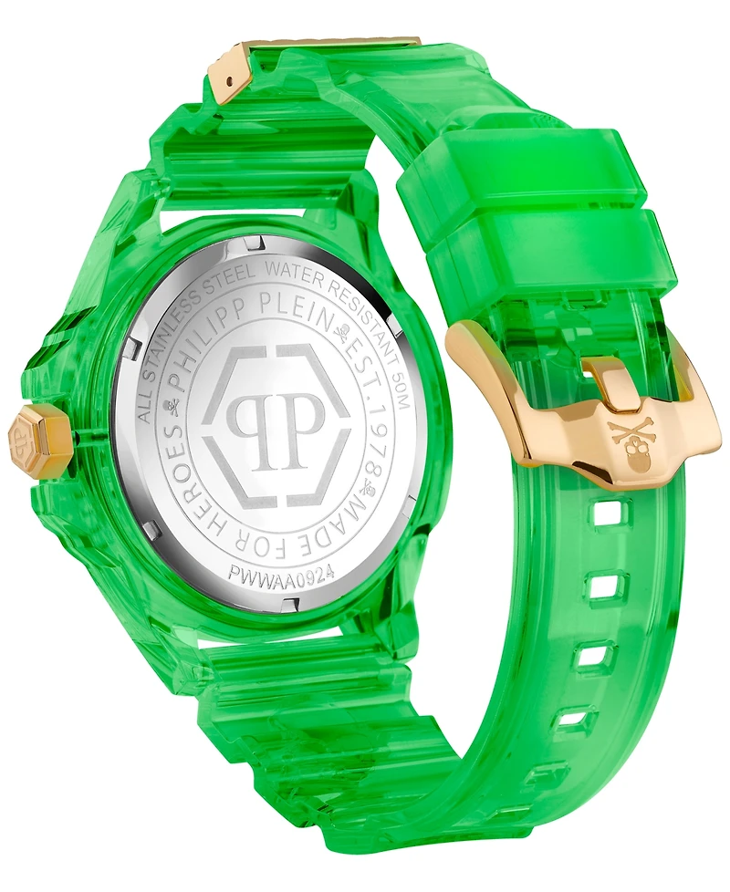 Philipp Plein Unisex The Skull Scuba Duba Green Silicone Strap Watch 44mm