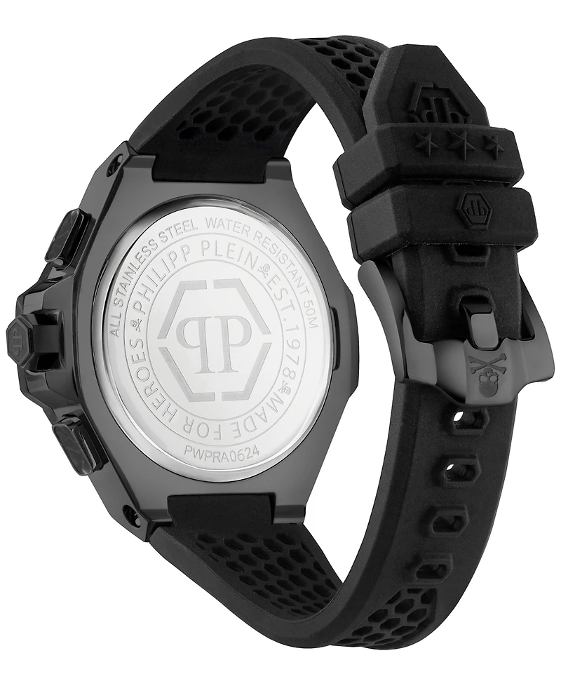 Philipp Plein Men's Chronograph Black Silicone Strap Watch 46mm