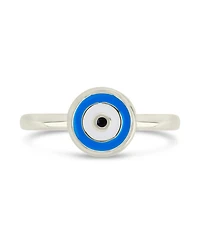 Sterling Forever Gold-Tone or Silver-Tone Blue Bead Enamel Accent Sibyl Ring