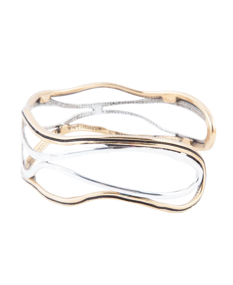 Barse Fresh Genuine Bronze and Sterling Silver Abstract Cuff Bracelet