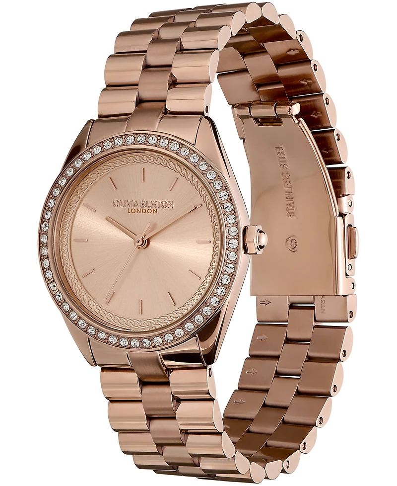 Olivia Burton Women's Bejeweled Rose Gold-Tone Stainless Steel Watch 34mm