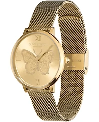 Olivia Burton Women's Signature Butterfly Gold-Tone Stainless Steel Mesh Watch 35mm
