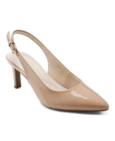 Easy Spirit Women's Raveen Stiletto Heel Slingback Dress Pumps - Medium Natural Patent