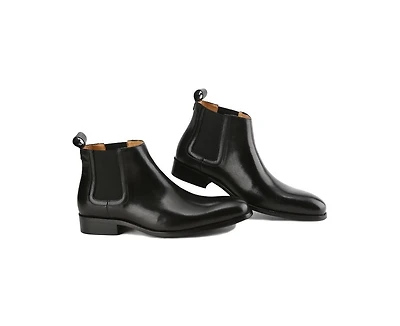 Gino Vitale Men's Handcrafted Genuine Leather Pull-On Chelsea Gore Dress Boot