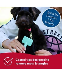 Coastal Pet Li'l Pals by Dog Grooming Bundle - De-Matting Comb, Double-Sided Comb & Slicker Brush with Coated Tips