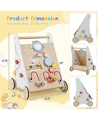 Sugift Wooden Baby Walker with Multiple Activities Center for Over 1 Year Old