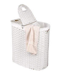 Seville Classics Handwoven Lidded Oval Double Laundry Hamper
