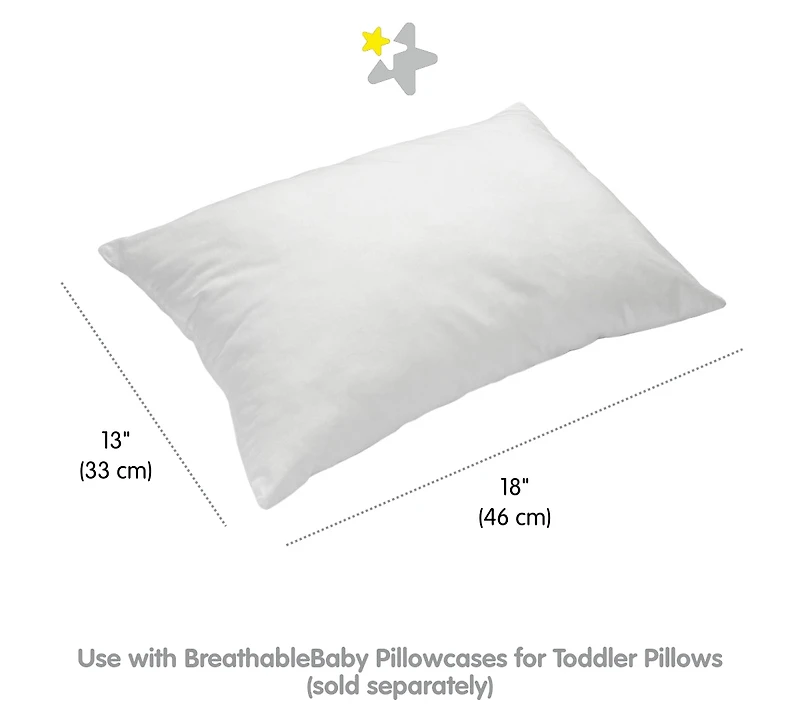 Breathable Baby Cotton Percale Toddler Pillow, 13" x 18" (2-Pack)