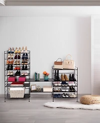 Seville Classics Home 3-Tier Stackable Wide Resin Slat Shoe Rack