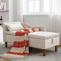 Streamdale Velvet Chaise Lounge with Storage & Pillow