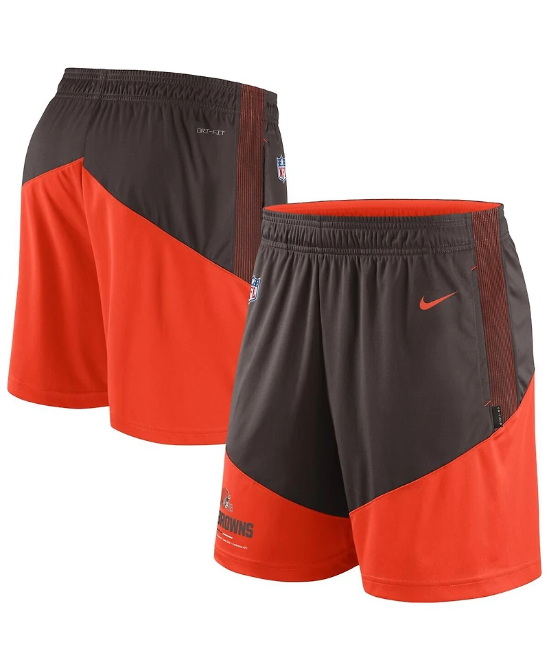 Men's Nike Brown, Orange Cleveland Browns Sideline Primary Lockup Performance Shorts