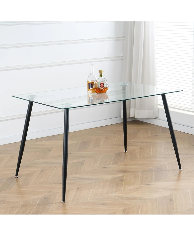 Streamdale Furniture Streamdale Glass Dining Table with Metal Legs