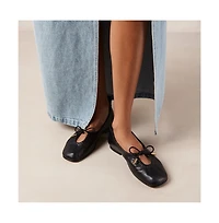 S100303-02 Rosalind Brown Leather Ballet Flats