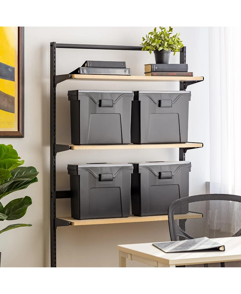 Iris Usa File Box Slim Portable File Organizer Plastic File Box for Letter File w/ Organizer-Lid, Bpa-Free Plastic Storage Organizer with Secure Buckl