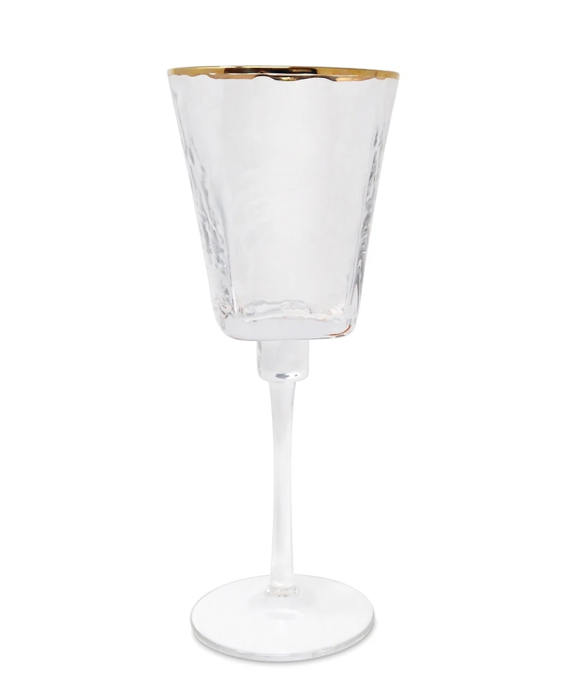 Vivience Square Shaped Rim Hammered Wine Glasses, Set of 6