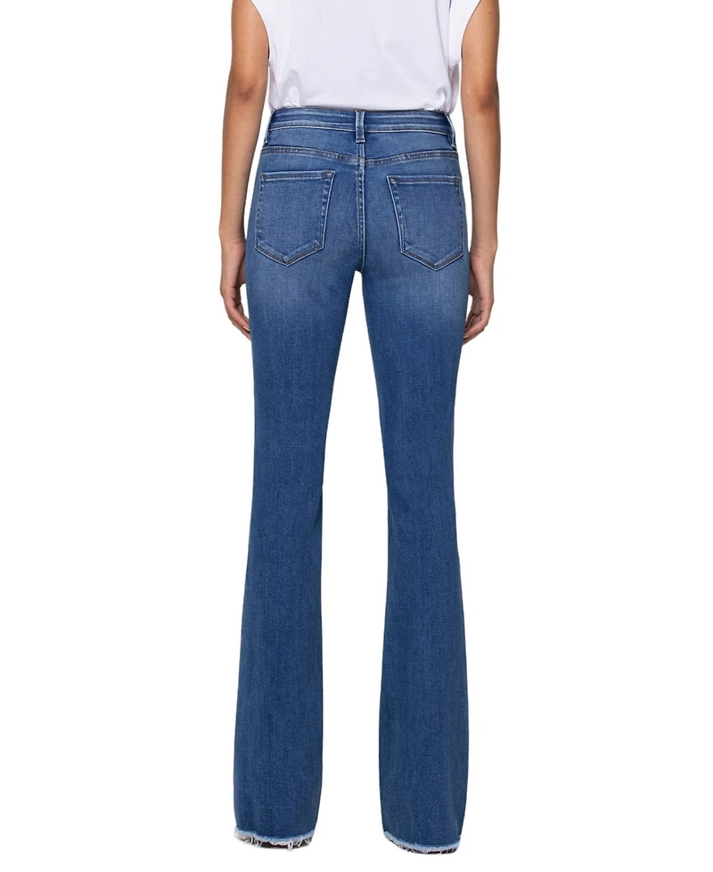Vervet Women's Mid Rise Raw Hem Mini Flare Jeans