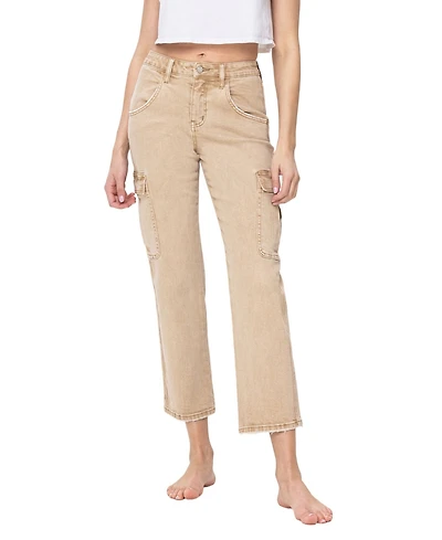 Vervet Women's High Rise Cargo Straight Jeans