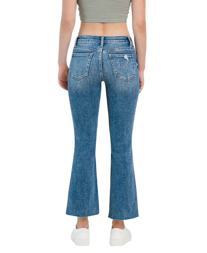 Vervet Women's Mid Rise Step Hem Ankle Flare Jeans