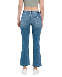 Vervet Women's Mid Rise Step Hem Ankle Flare Jeans