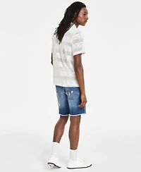 Guess Mens Crochet Knit Shirt Denim Shorts