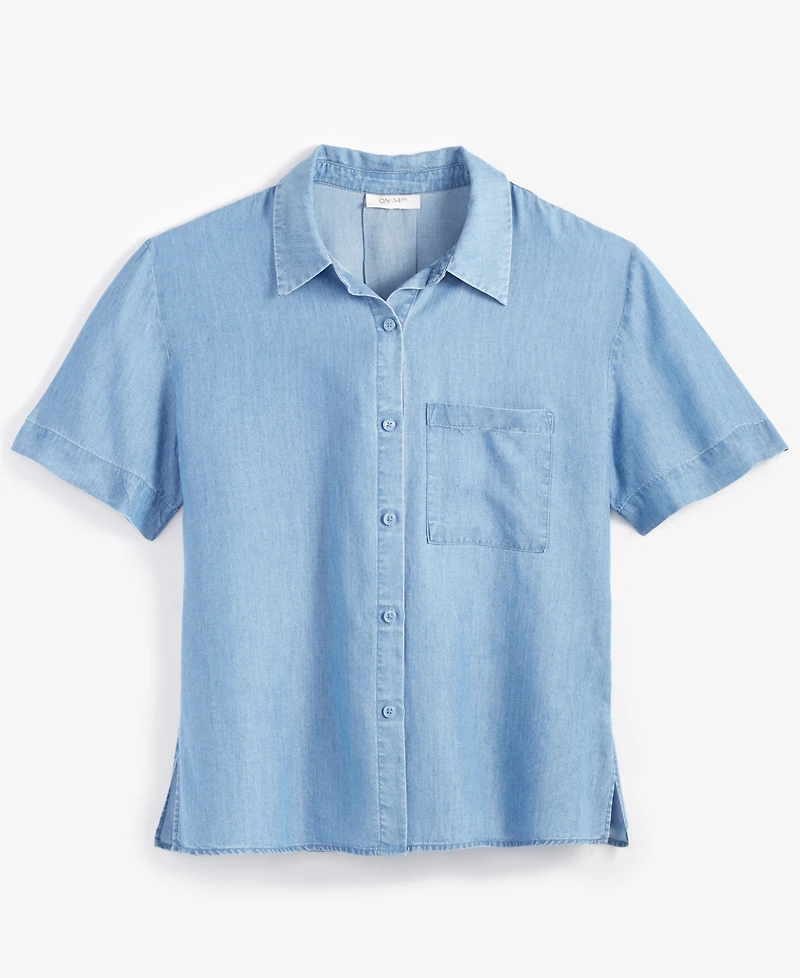 On 34th Women's Easy Button Front Shirt, Created for Macy's