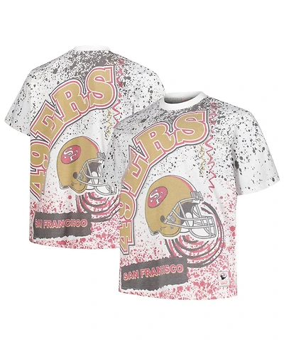 Men's Mitchell & Ness White San Francisco 49ers Big & Tall Allover Print T-shirt