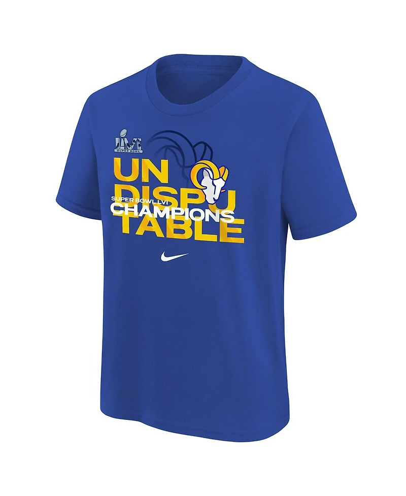 Big Boys Nike Royal Los Angeles Rams Super Bowl Lvi Champions Slogan T-shirt