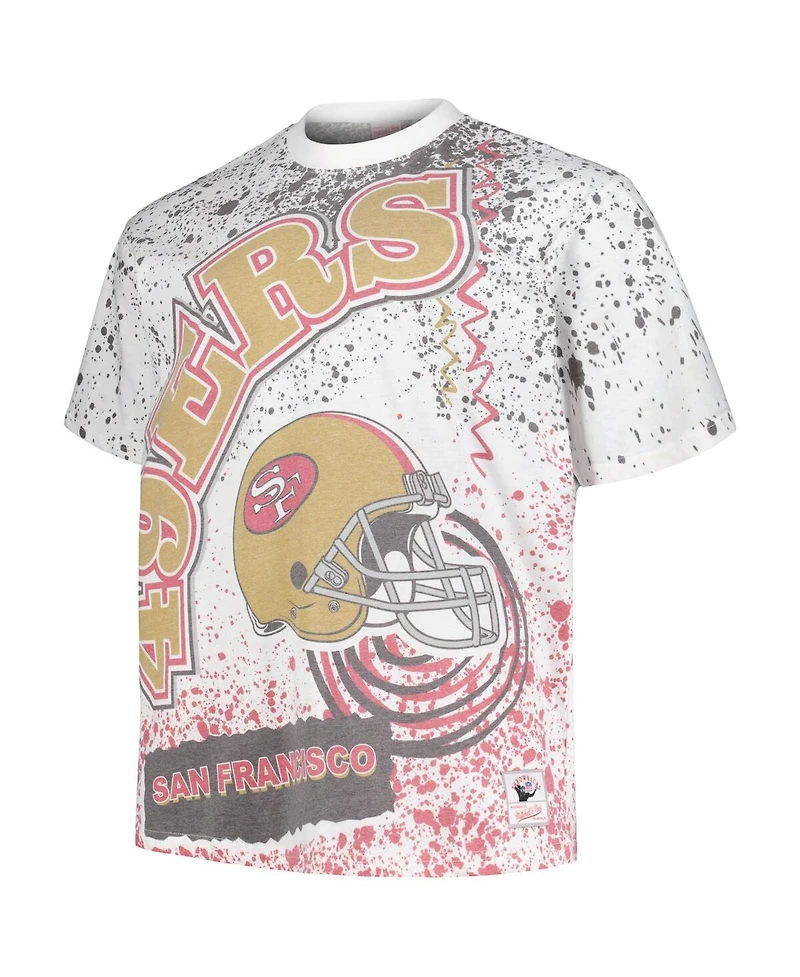 Men's Mitchell & Ness White San Francisco 49ers Big & Tall Allover Print T-shirt