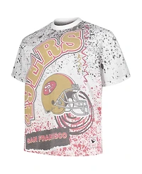 Men's Mitchell & Ness White San Francisco 49ers Big & Tall Allover Print T-shirt
